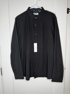 DKNY Men's Black Long-Sleeve Dress Shirt